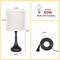 Set of 2 Modern Black Table Lamps – Compact Nightstand Lamps with Fabric Shade for Bedroom, Office, and Living Room